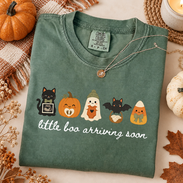 Little Boo Arriving Soon Halloween Shirt – Cute Pregnancy Announcement