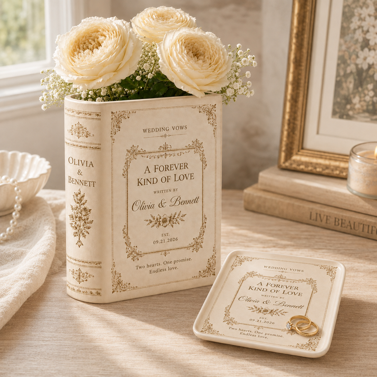 Custom Wedding Vows Book Vase, Personalized Couple Decor, Ceramic Floral Vase, Romantic Anniversary Gift, Wedding or Home Gift for Her