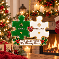 Personalized Missing Piece Puzzle Ornament – Christmas Gift For Couples