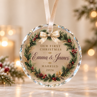 First Christmas Married Ornament 2026, Personalized Newlywed Wedding Gift, Custom Couple Keepsake