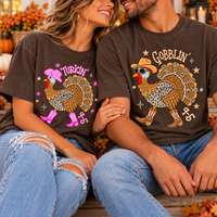 Retro Turkin 9 To 5 Comfort Colors Shirts – Western Thanksgiving Couple Gift