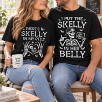 Skelly In My Belly & I Put The Skelly Couple Shirts – Pregnancy Announcement