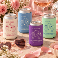 Personalized Silly Goose Wedding Can Cooler - Custom Couple Name & Date Party Favor