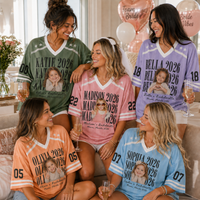 Personalized Photo Bachelorette Football Jersey, Custom Bride Squad Jersey, Name Number Bridal Party Shirt, Bachelorette Gift