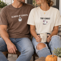 Scared of Ghosts The Ghost Matching Couple Shirts, Funny Halloween Couple T-Shirts, Cute Spooky Ghost Tees, Couples Halloween Outfit