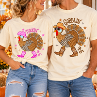 Retro Turkin 9 To 5 Comfort Colors Shirts – Western Thanksgiving Couple Gift