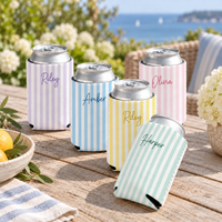 Personalized Pastel Striped Can Coolers, Custom Name Party Favors product image 7