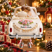 Personalized Just Married Car Ornament – First Christmas As Mr & Mrs