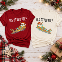His & Her Otter Half Shirts – Funny Christmas Couple Gift