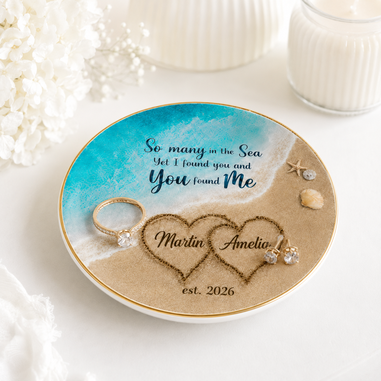 Personalize So many In The Sea Couple Jewelry Dish