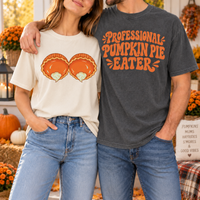 Funny Pumpkin Pie Couple Shirts, Professional Pumpkin Pie Eater Matching Tees, Thanksgiving Couple Outfit, Fall Food Lover Gift