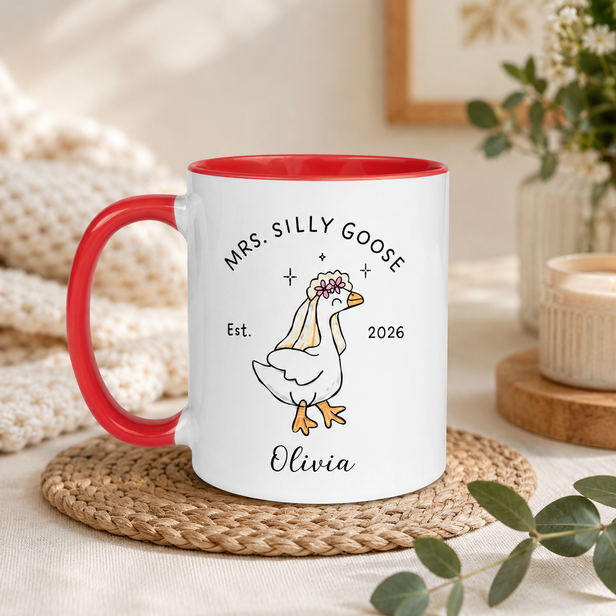 Personalized Mr and Mrs Silly Goose Mugs, Custom Couple Names Wedding Gift, Funny Newlywed Mug Set, Anniversary Gift