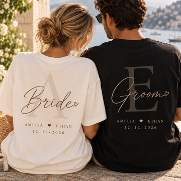 Personalized Bride & Groom Monogram Comfort Colors Shirts – Wedding Gift