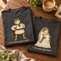 M'Lord Frog Pregnancy Announcement Matching Comfort Colors Tee mockup 4