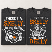 Skelly in My Belly Halloween Pregnancy Couple Shirts