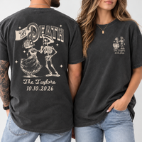 Custom ’Til Death Skeleton Couple Shirts – Wedding Date Matching Tees