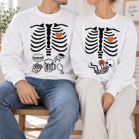 Halloween Skeleton Pregnancy Sweatshirt & Hoodie, Matching Couple Baby Announcement mockup 5