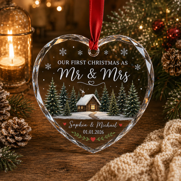 Personalized First Christmas Married Ornament, Custom Mr and Mrs Keepsake, Newlywed Gift, Couple Ornament