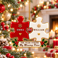 Personalized Missing Piece Puzzle Ornament – Christmas Gift For Couples