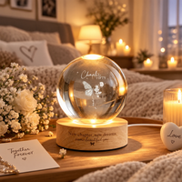Personalized Chapter Birthday Crystal Ball Lamp,Custom Birth Flower Night Light,30th Birthday Keepsake,Chapter 50 Gift for Women/Mom