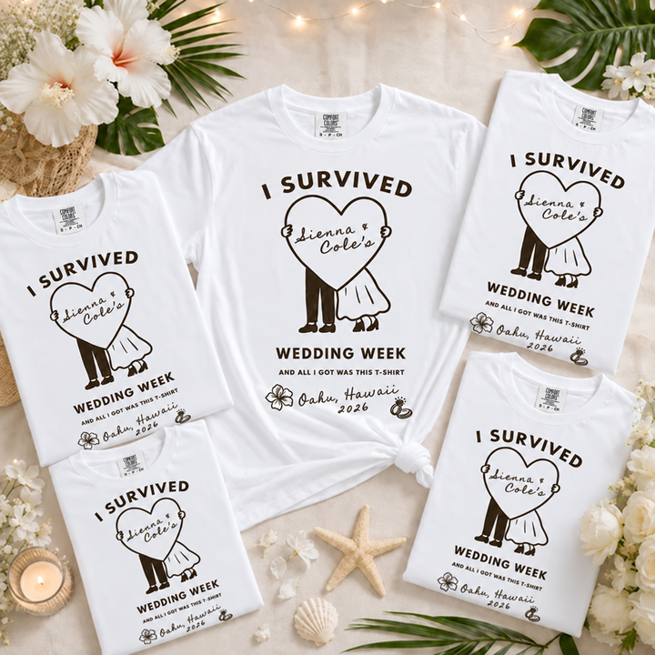 Funny Wedding Week T-Shirt, Custom Couple Names Shirt, Destination Wedding Crew Tee, Bridal Party Shirt, Personalized Wedding Gift