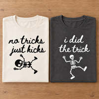 No Tricks Just Kicks & I Did The Trick Couple Shirts – Pregnancy Announcement