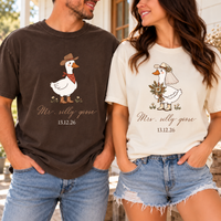 Matching Mr. & Mrs. Silly Goose Western Shirts, Western Bride and Groom Shirts, Country Wedding Honeymoon Tees
