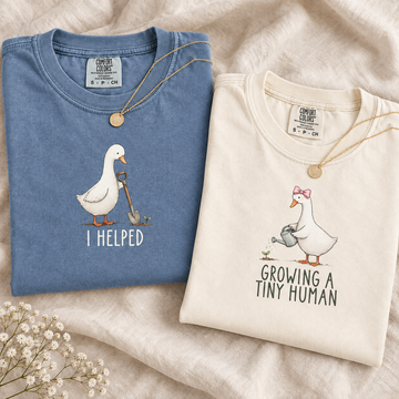 Matching Mom and Dad Pregnancy Announcement Shirts, Funny Goose Baby Reveal Tees, Expecting Parents Couple Gift