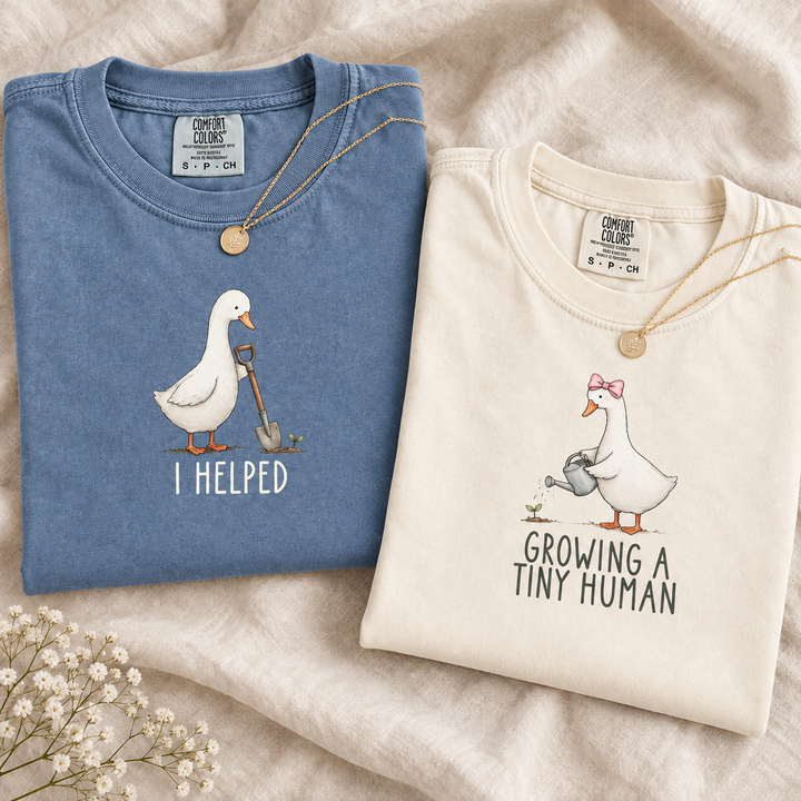 Matching Mom and Dad Pregnancy Announcement Shirts, Funny Goose Baby Reveal Tees, Expecting Parents Couple Gift