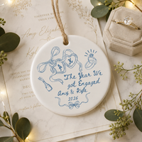 Personalized Engagement Ceramic Ornament, Custom Names & Year Keepsake for Couples, The Year We Got Engaged Gift for Bride-to-Be