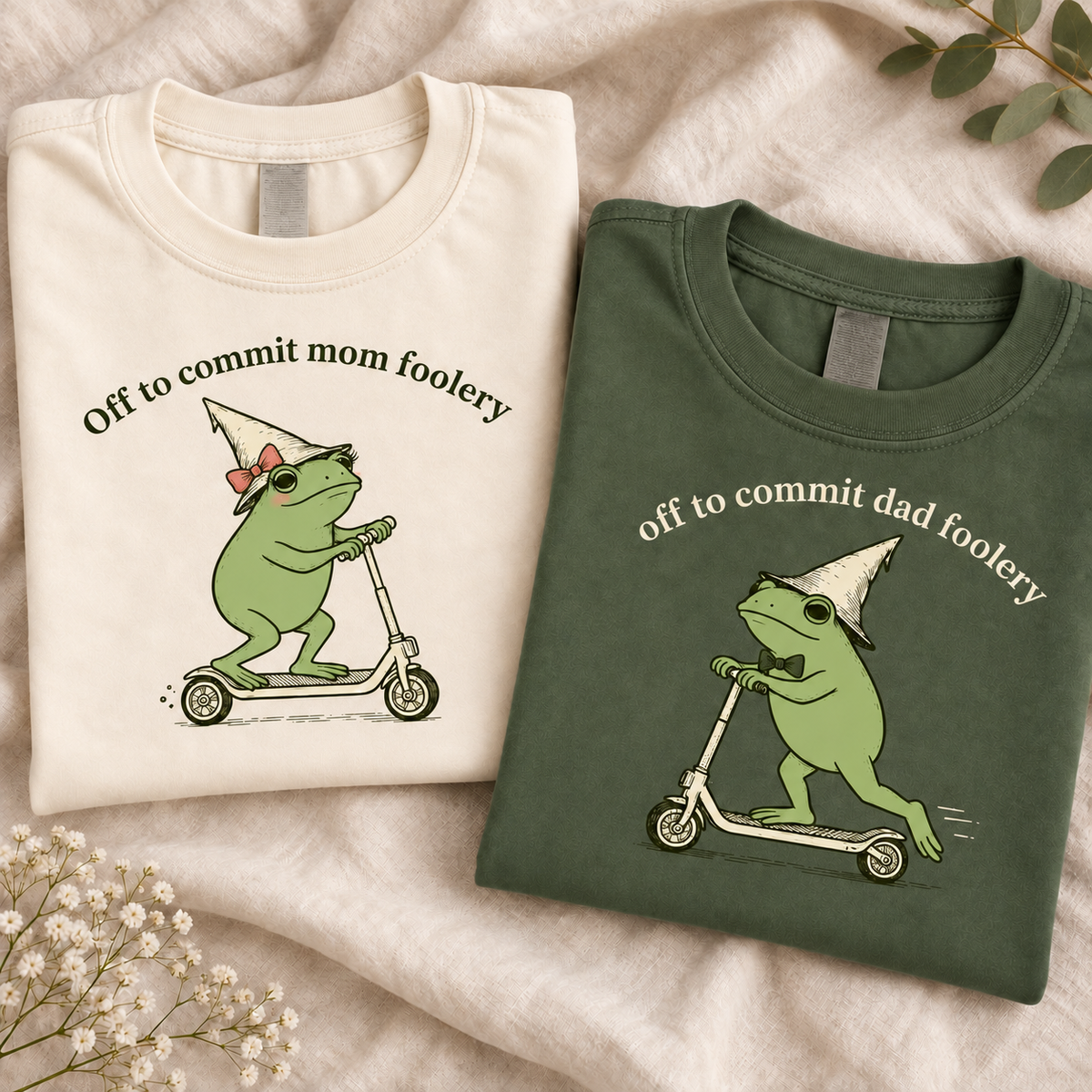 Off to Commit Mom & Dad Foolery Matching Couple Comfort Colors Tees mockup 10