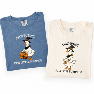 Halloween Matching Pregnancy Announcement Shirt , Growing A Little Pumpkin Silly Goose Mom Dad Baby Reveal Tee,  Halloween Couple Pregnancy Gift