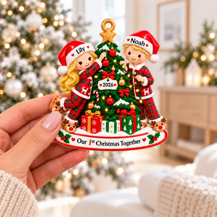 Personalized Pajama Couple Christmas Ornament – Our 1st Christmas Together