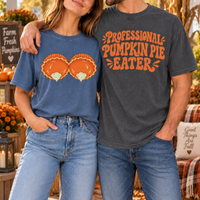 Funny Pumpkin Pie Couple Shirts, Professional Pumpkin Pie Eater Matching Tees, Thanksgiving Couple Outfit, Fall Food Lover Gift