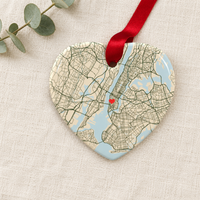 Personalized Map Location Ornament, Custom Wedding Engagement Location Ornament, Couple Christmas Gift, Newlywed Gift, Engagement Gift