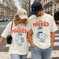 Getting Married Goose Couple Comfort Colors Tee mockup 9