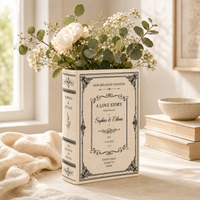 Personalized Ceramic Book Vase, Custom Couple Names and Wedding Date, Love Story Wedding Keepsake
