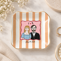 Custom Engagement Portrait Ring Dish, Personalized Couple Illustration Jewelry Tray, Proposal Keepsake, Engagement Gift for Couple