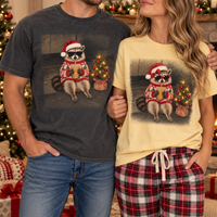 Christmas Raccoon Couple Comfort Colors Shirts – Funny Holiday Gift