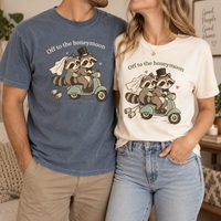 Funny Honeymoon Raccoon Shirts, Bride and Groom Matching Newlywed Tees, Just Married Couple Wedding Gift, Honeymoon Vacation Outfit