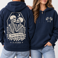 Personalized Til Death Couple Sweatshirt & Hoodie, Custom Skeleton Wedding Shirts, Names & Wedding Date, Gothic Newlywed Gift