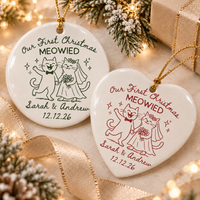 Personalized First Christmas Meowied Ceramic Ornament – Newlywed Couple Gift