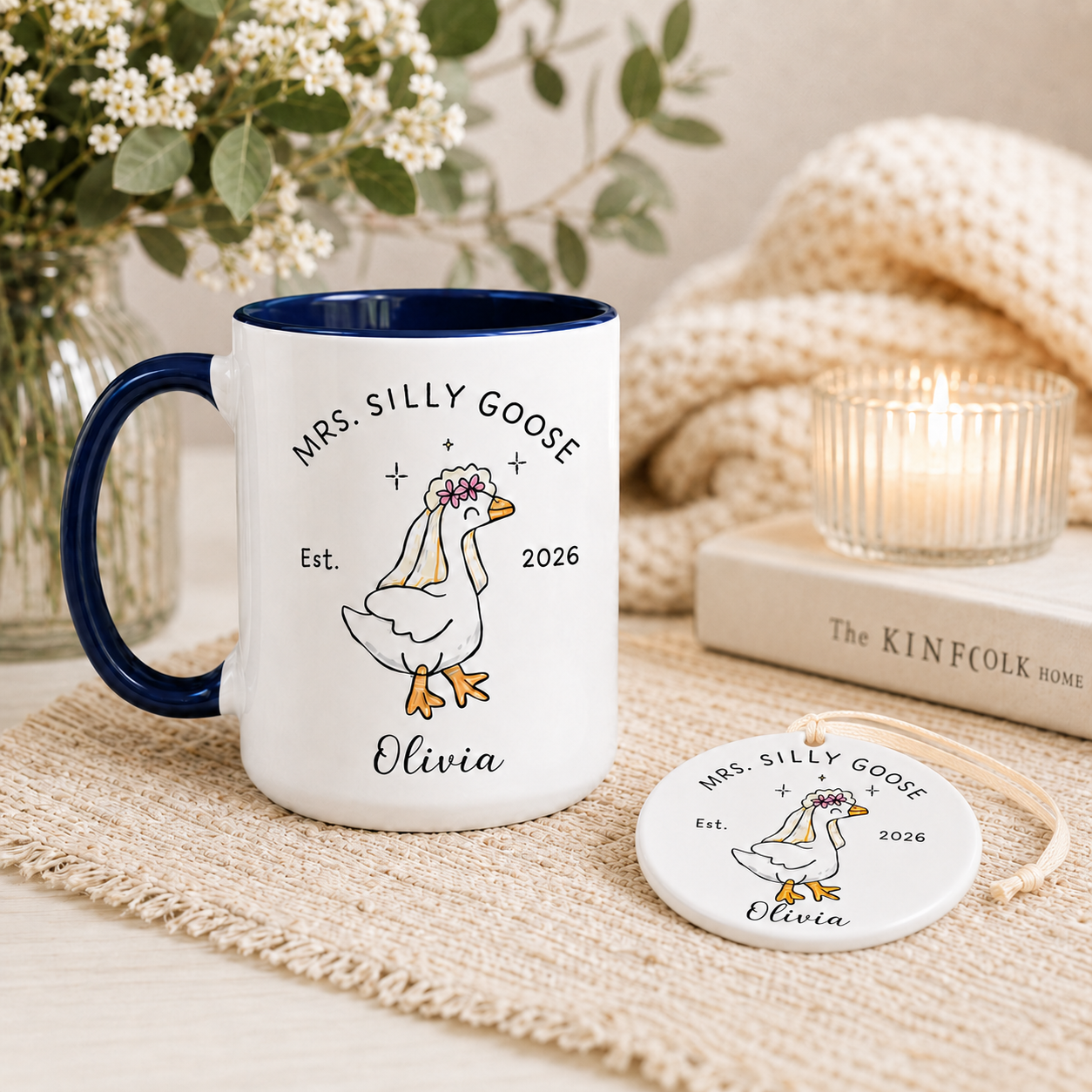Personalized Mr and Mrs Silly Goose Mugs, Custom Couple Names Wedding Gift, Funny Newlywed Mug Set, Anniversary Gift