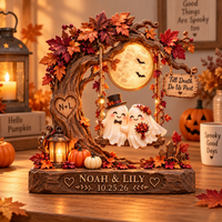 Personalized Til Death Ghost Couple Wooden Block, Custom Names & Wedding Date, Halloween Wedding Keepsake, Gothic Couple Gift