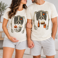 Matching Skeleton Maternity Halloween Shirts, Pregnant Couple Costume, Funny Pregnancy Announcement T-Shirts