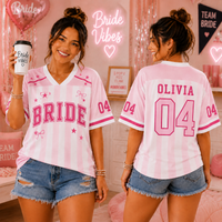 Personalized Bachelorette Football Jersey Shirt With Name, Number , Custom Bride Bridesmaid Maid of Honor Jersey, Bride Squad Wedding Party Shirt