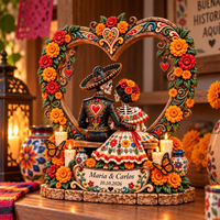 Personalized Day of the Dead Couple Wooden Block, Custom Names & Date Dia de los Muertos Decor, Anniversary Gift for Couple