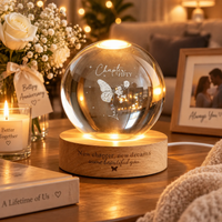 Personalized Chapter Birthday Crystal Ball Lamp,Custom Birth Flower Night Light,30th Birthday Keepsake,Chapter 50 Gift for Women/Mom