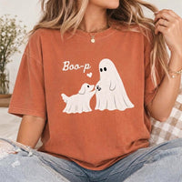 Boo-P Ghost Dog Pregnancy Announcement Shirt, Spooky Halloween Mama to Be Tee, Fall Baby Reveal Gift