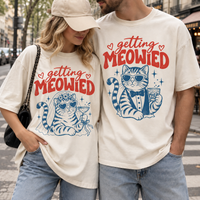 Getting Meowied Bride & Groom Matching Shirts, Funny Cat Wedding Couple Tees, Cat Lover Wedding Gift